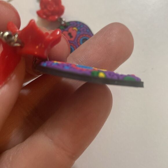 NEW Purple Day of the Dead Sugar Skull Drop Earrings - Picture 3 of 6